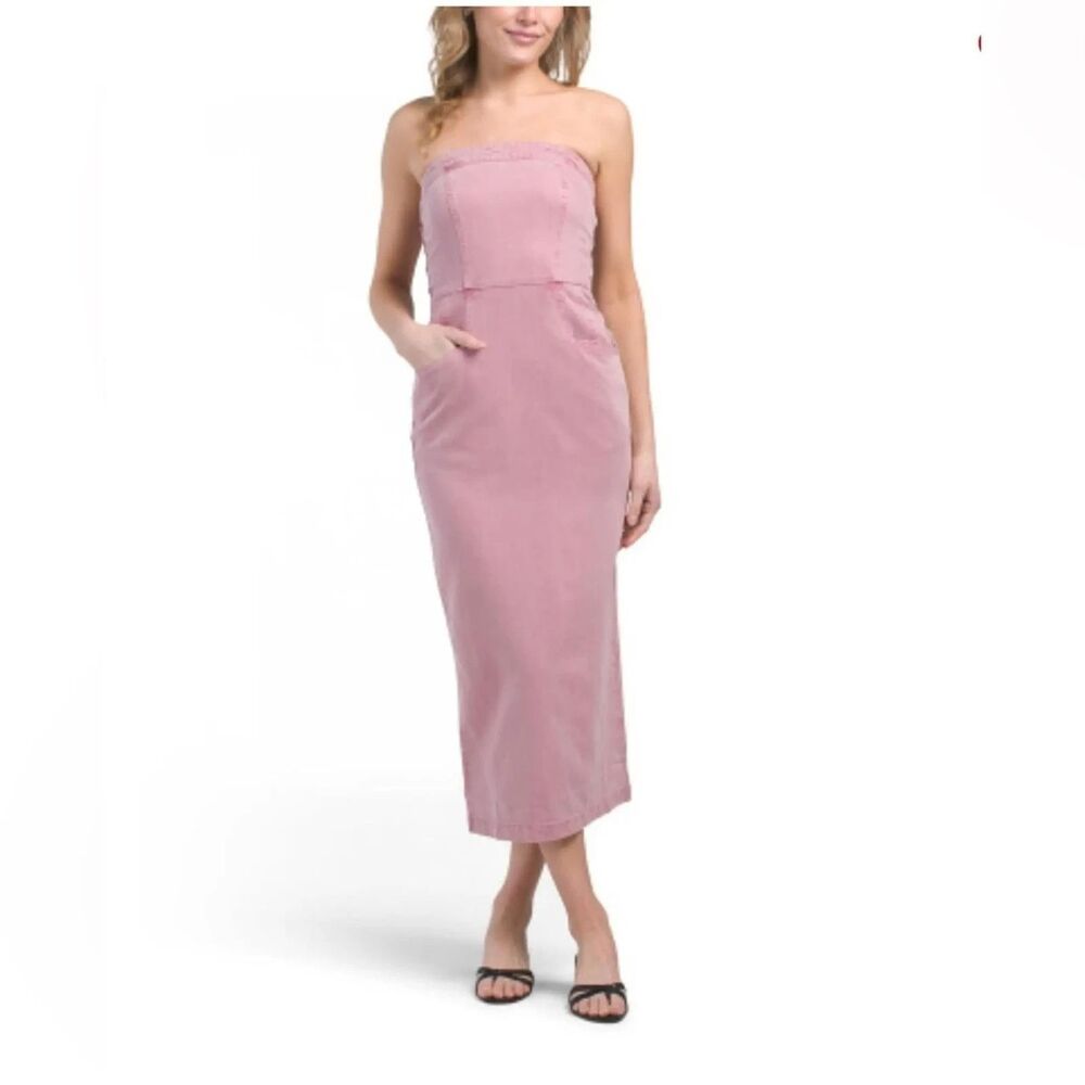 Young Fabulous & Broke Taylor Tube Dress Blush Pink Strapless Midi Large NWT